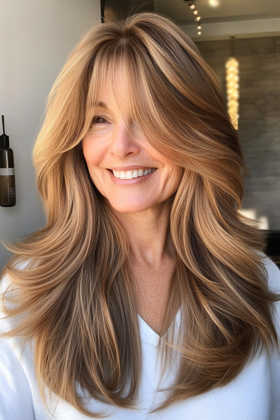 2. Soft Curtain Bangs with Medium Brown (Haircuts For Women Over 40) - Haircuts For Women Over 40
