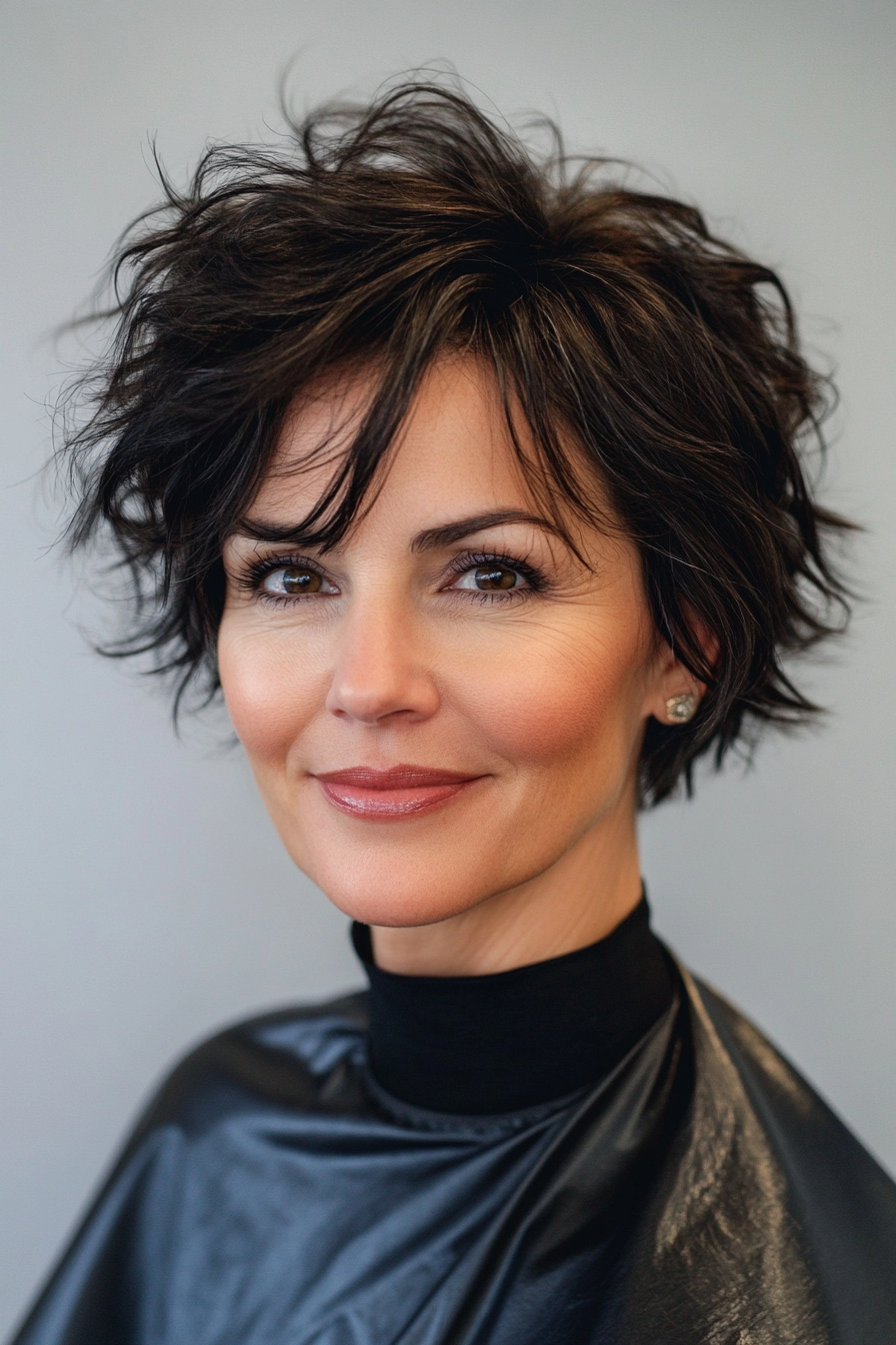 3. Textured Pixie with Dark Espresso (Haircuts For Women Over 40) - Haircuts For Women Over 40