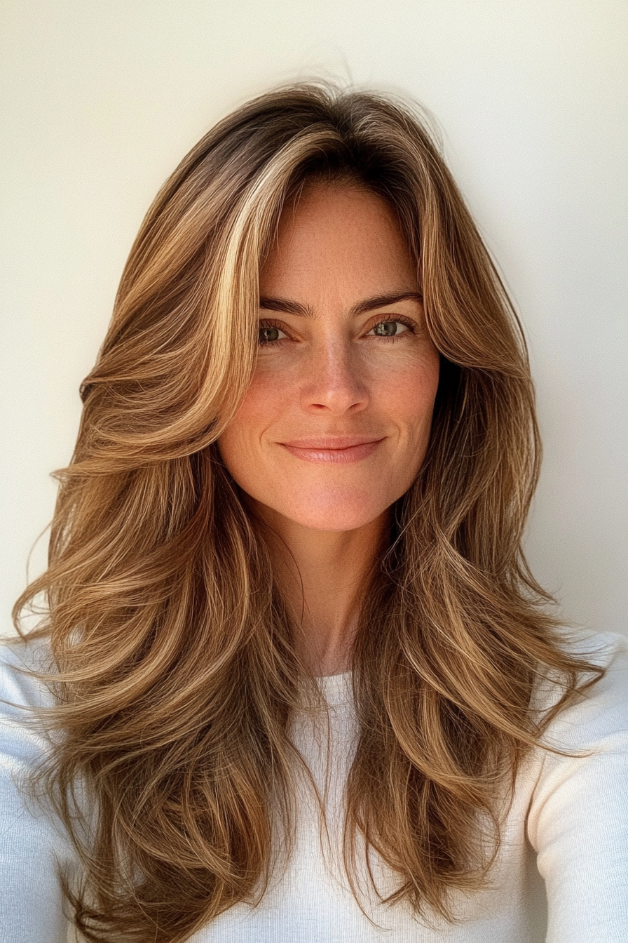 5. Long Blended Layers with Golden Blonde (Haircuts For Women Over 40) - Haircuts For Women Over 40