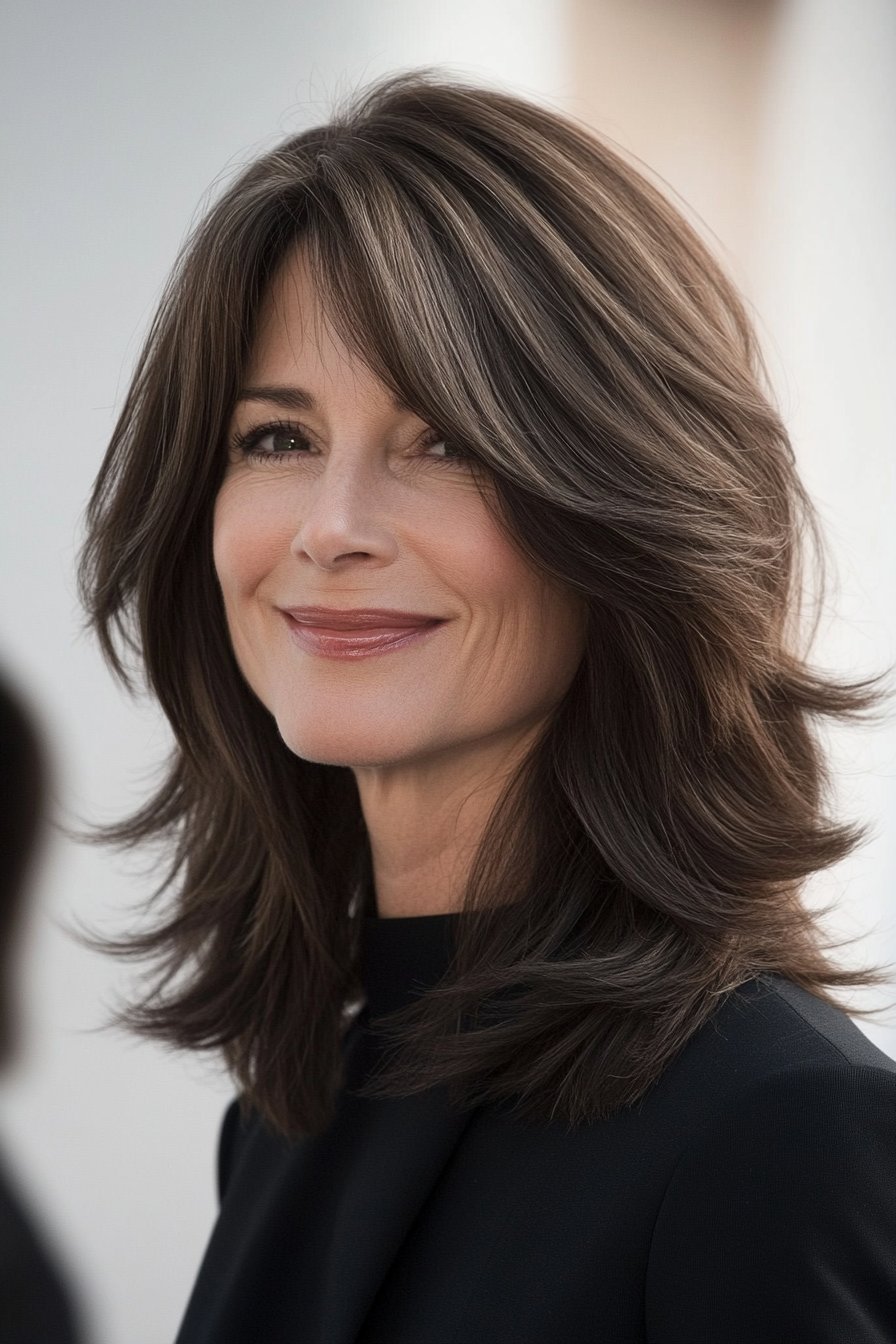 18. Blended Shoulder-Length Cut with Dark Chocolate Brown (Haircuts For Women Over 40) - Haircuts For Women Over 40