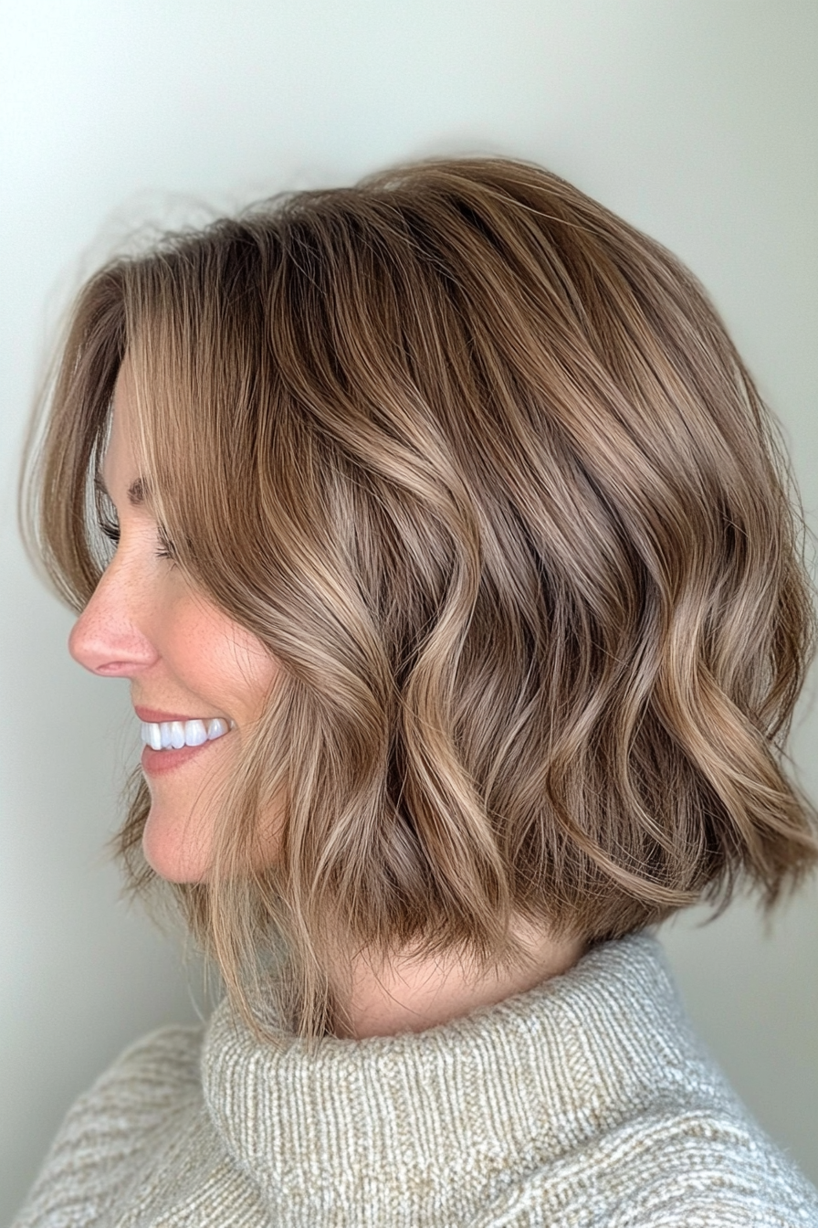 19. Soft Wavy Bob with Light Golden Brown (Haircuts For Women Over 40) - Haircuts For Women Over 40
