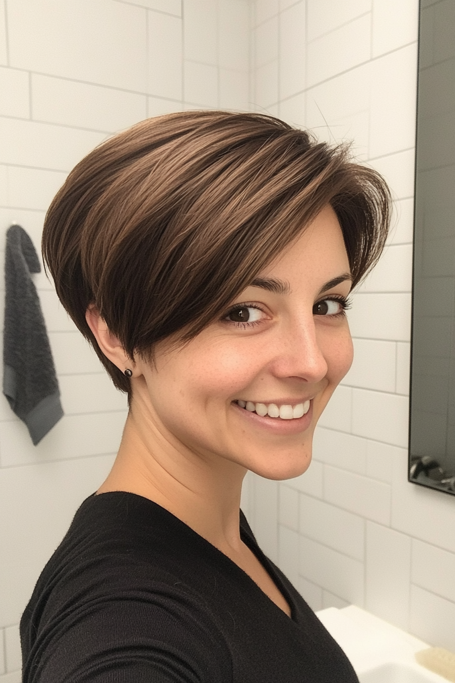7. Tapered Pixie in Espresso Brown (Pixie Hairstyles For Thin Hair) - Pixie Hairstyles For Thin Hair