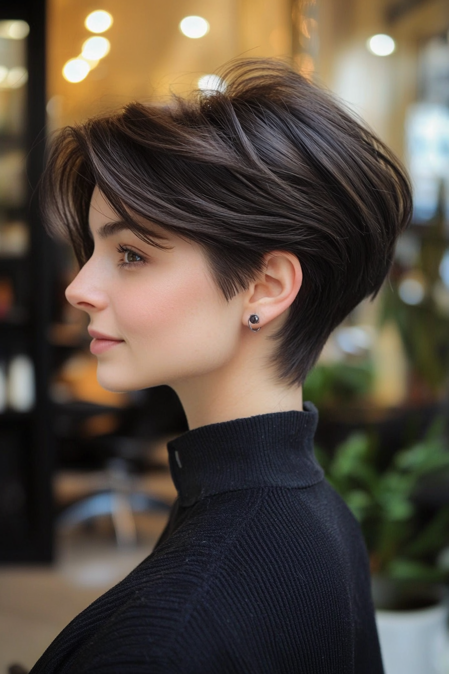 8. Sleek Micro Pixie in Jet Black (Pixie Hairstyles For Thin Hair) - Pixie Hairstyles For Thin Hair