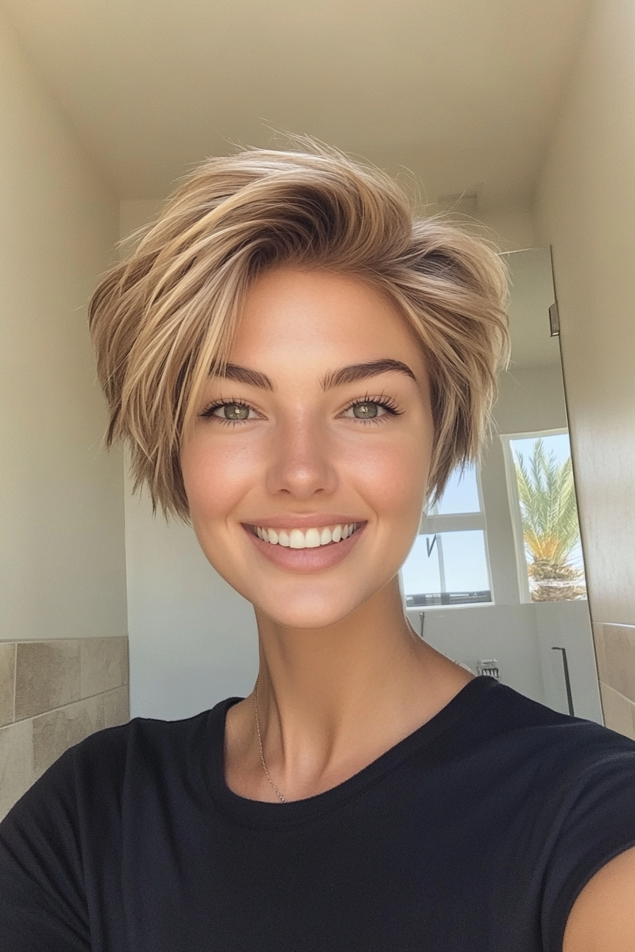 14. Voluminous Pixie with Sandy Blonde Tones (Pixie Hairstyles For Thin Hair) - Pixie Hairstyles For Thin Hair