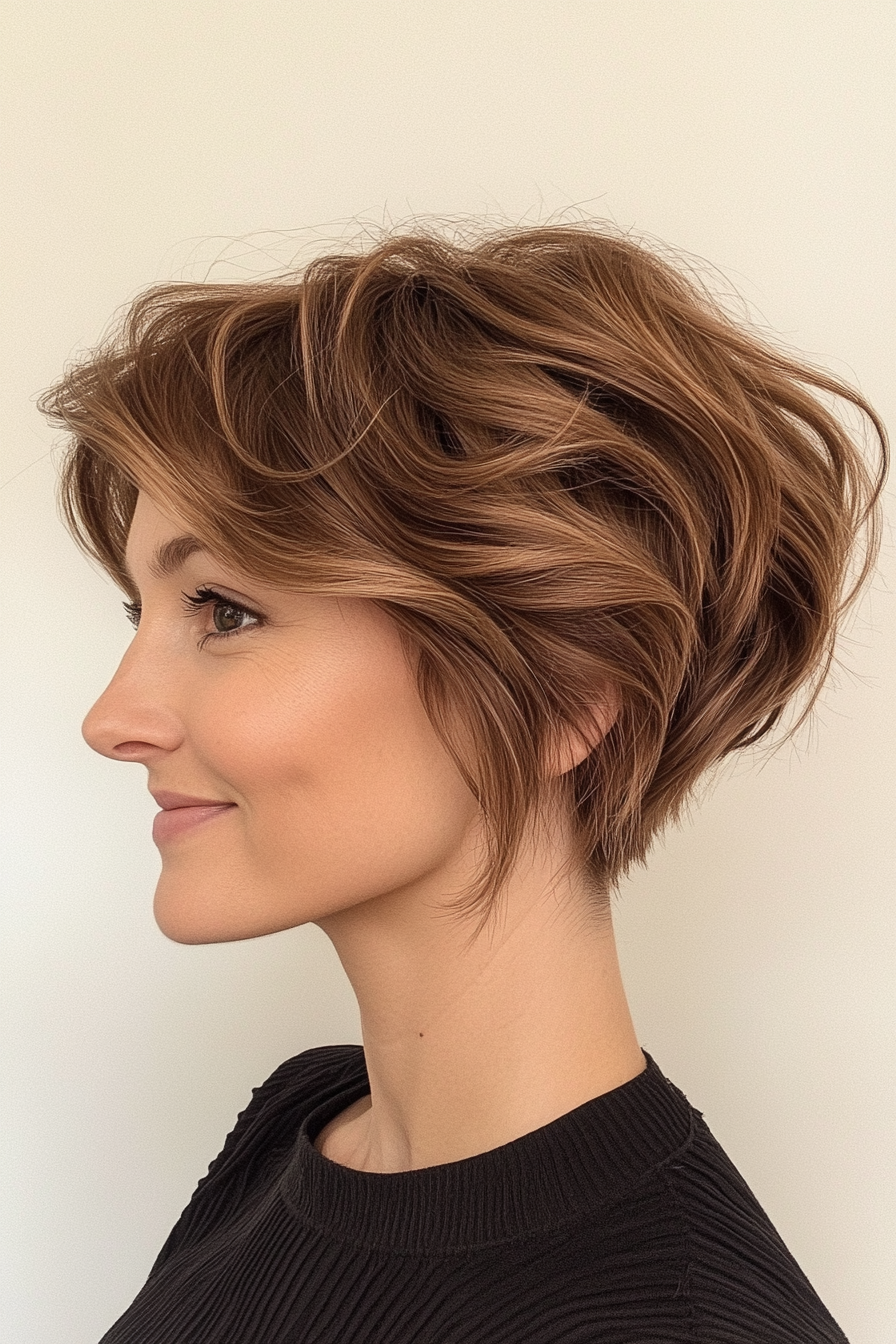19. Tousled Pixie with Walnut Brown Tones (Pixie Hairstyles For Thin Hair) - Pixie Hairstyles For Thin Hair