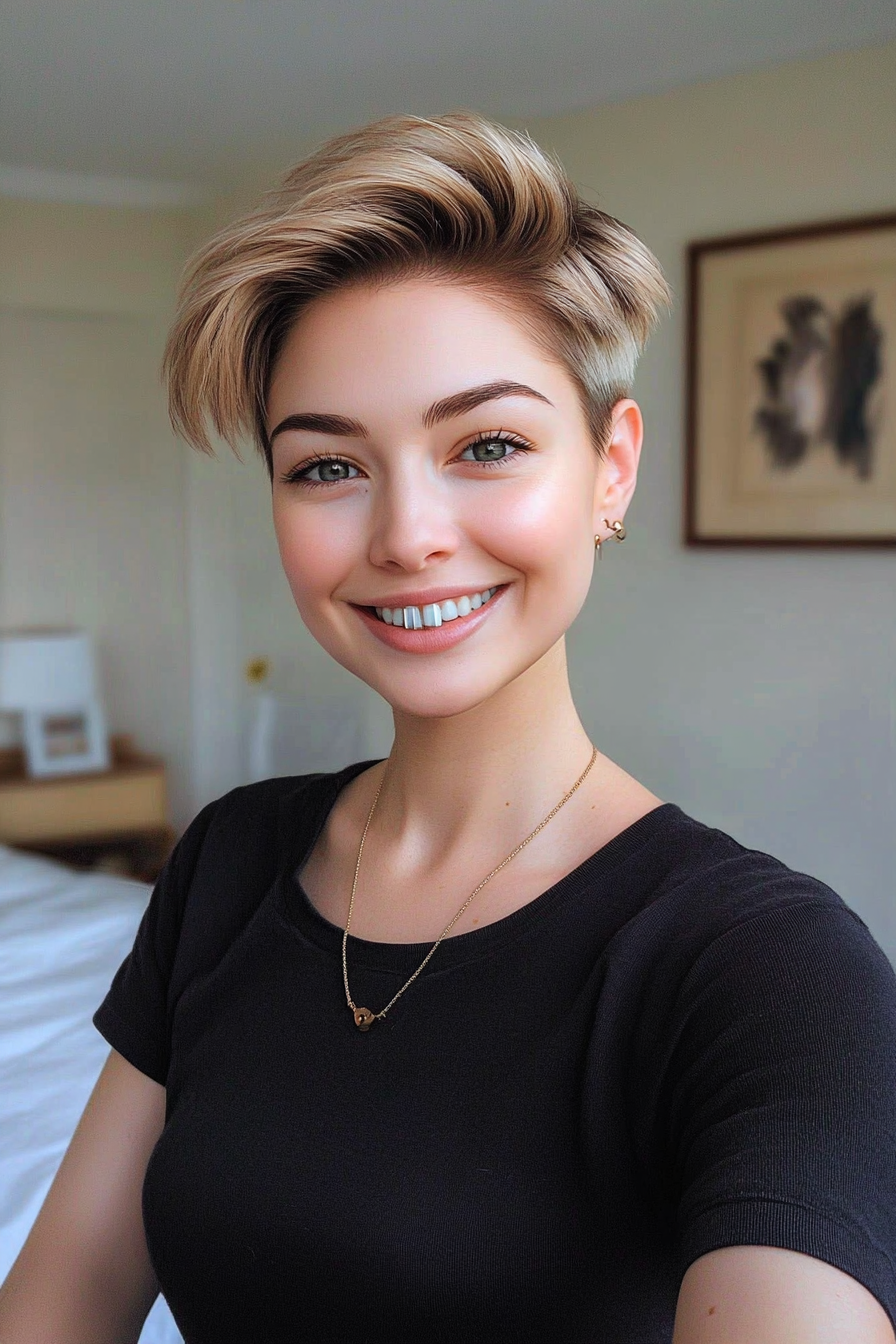 25. Razored Pixie in Ash Blonde (Pixie Hairstyles For Thin Hair) - Pixie Hairstyles For Thin Hair