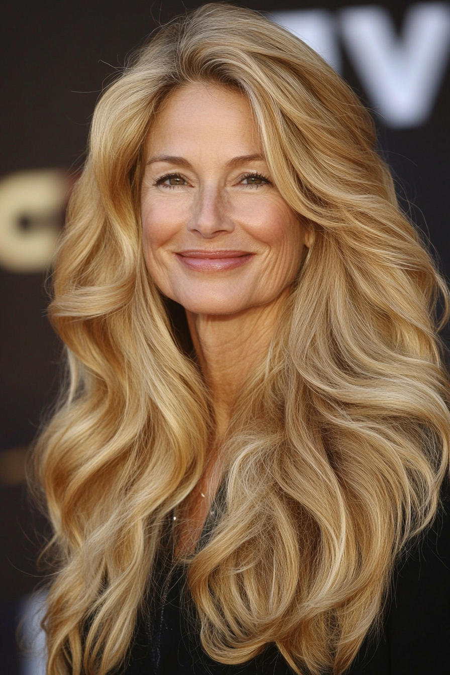 7. Sunkissed Golden Blonde Waves (Long Hairstyles For Older Women) - Long Hairstyles For Older Women
