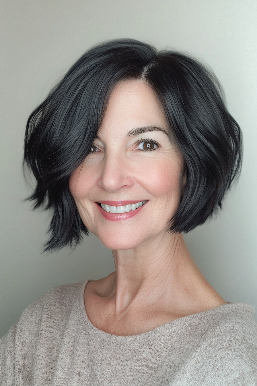 10. French Bob in Soft Black (Short Bob Haircuts For Women Over 60) - Short Bob Haircuts For Women Over 60