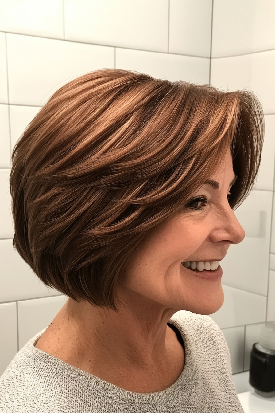18. Wedge Bob in Medium Copper Brown (Short Bob Haircuts For Women Over 60) - Short Bob Haircuts For Women Over 60