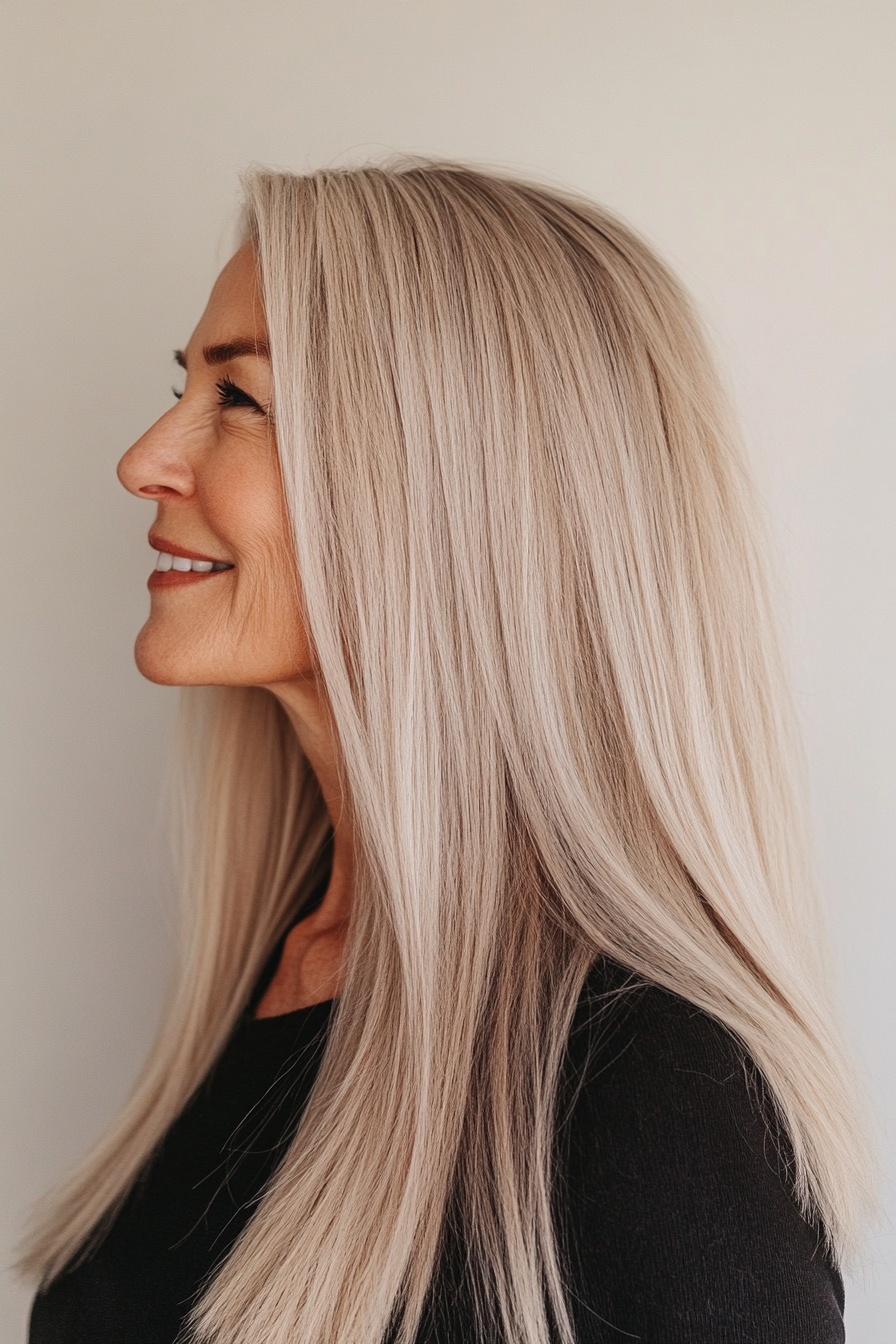 3. Blunt Cut with Honey Blonde Glow (Long Hairstyles For Women Over 60) - Long Hairstyles For Women Over 60