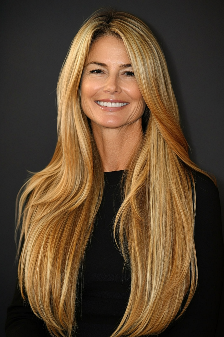 15. Sleek and Straight with Golden Blonde (Long Hairstyles For Women Over 60) - Long Hairstyles For Women Over 60