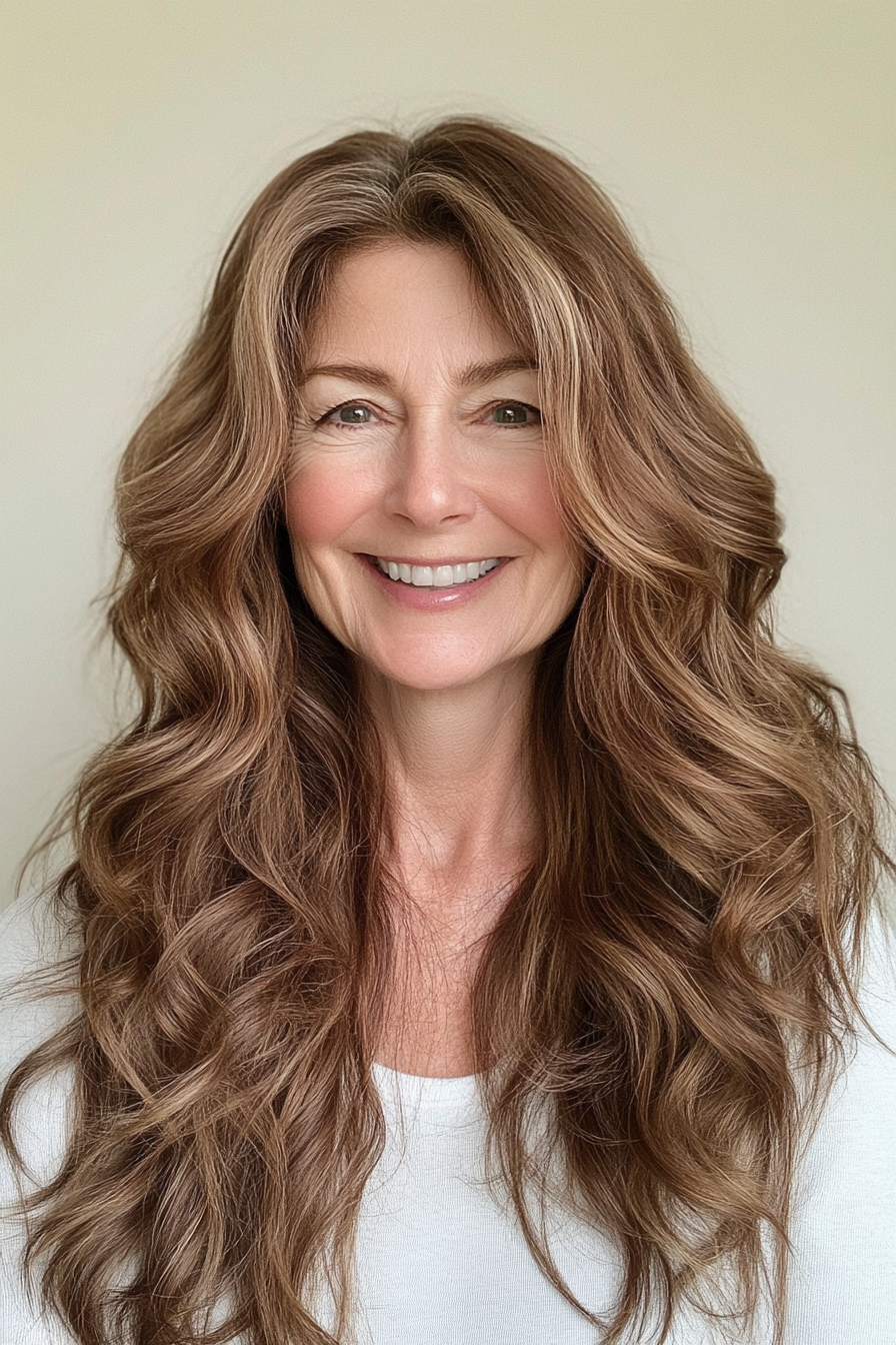 17. Tousled Waves with Chocolate Brown Depth (Long Hairstyles For Women Over 60) - Long Hairstyles For Women Over 60