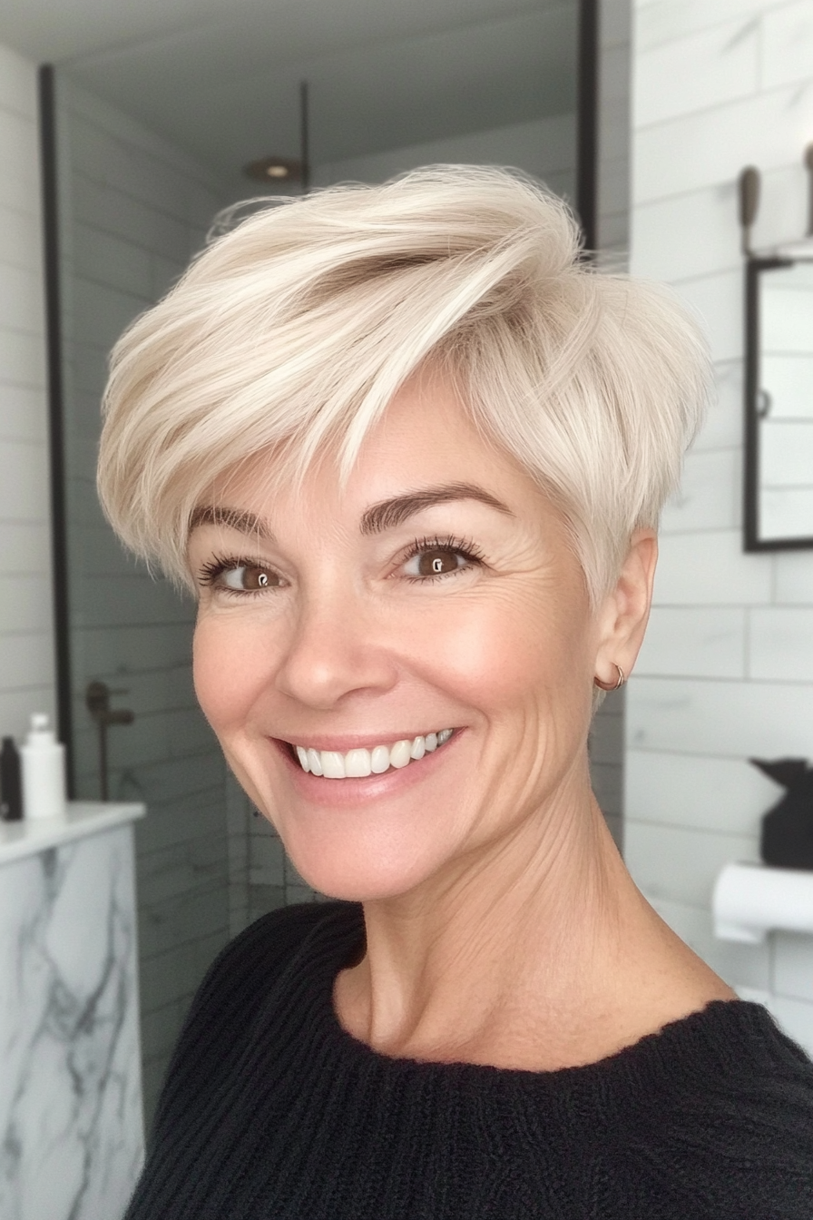 8. Feathered Blonde Pixie (Best Haircuts For Women Over 50) - Best Haircuts For Women Over 50