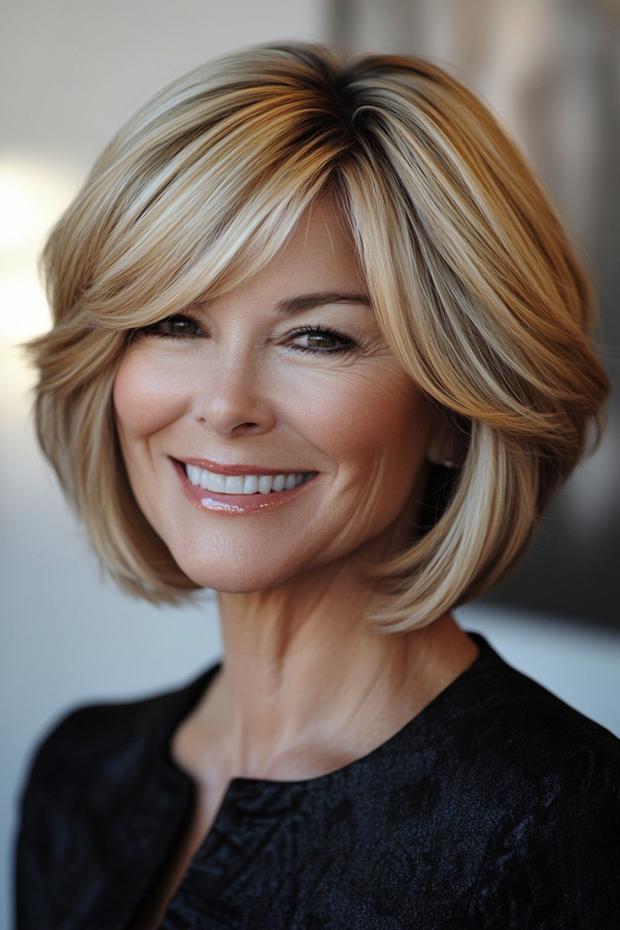 26. Warm Honey Blonde Soft Bob (Best Haircuts For Women Over 50) - Best Haircuts For Women Over 50