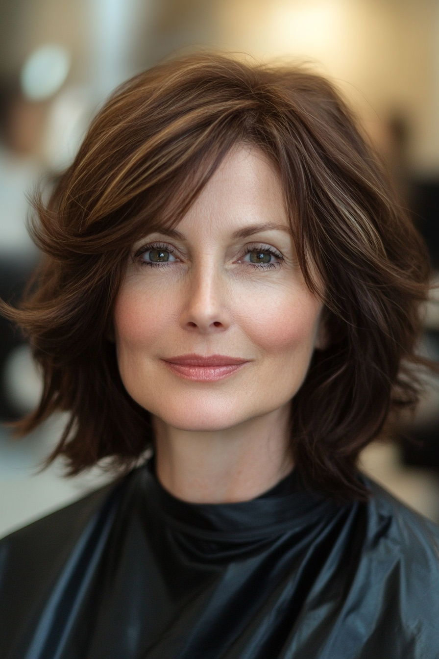 27. Soft Mahogany Shoulder-Length Cut (Best Haircuts For Women Over 50) - Best Haircuts For Women Over 50