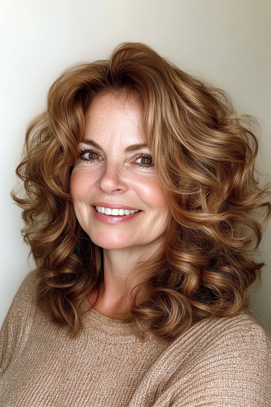 21. Mid-Length Soft Curls in Sandy Brown (Hairstyles For Women Over 50) - Hairstyles For Women Over 50
