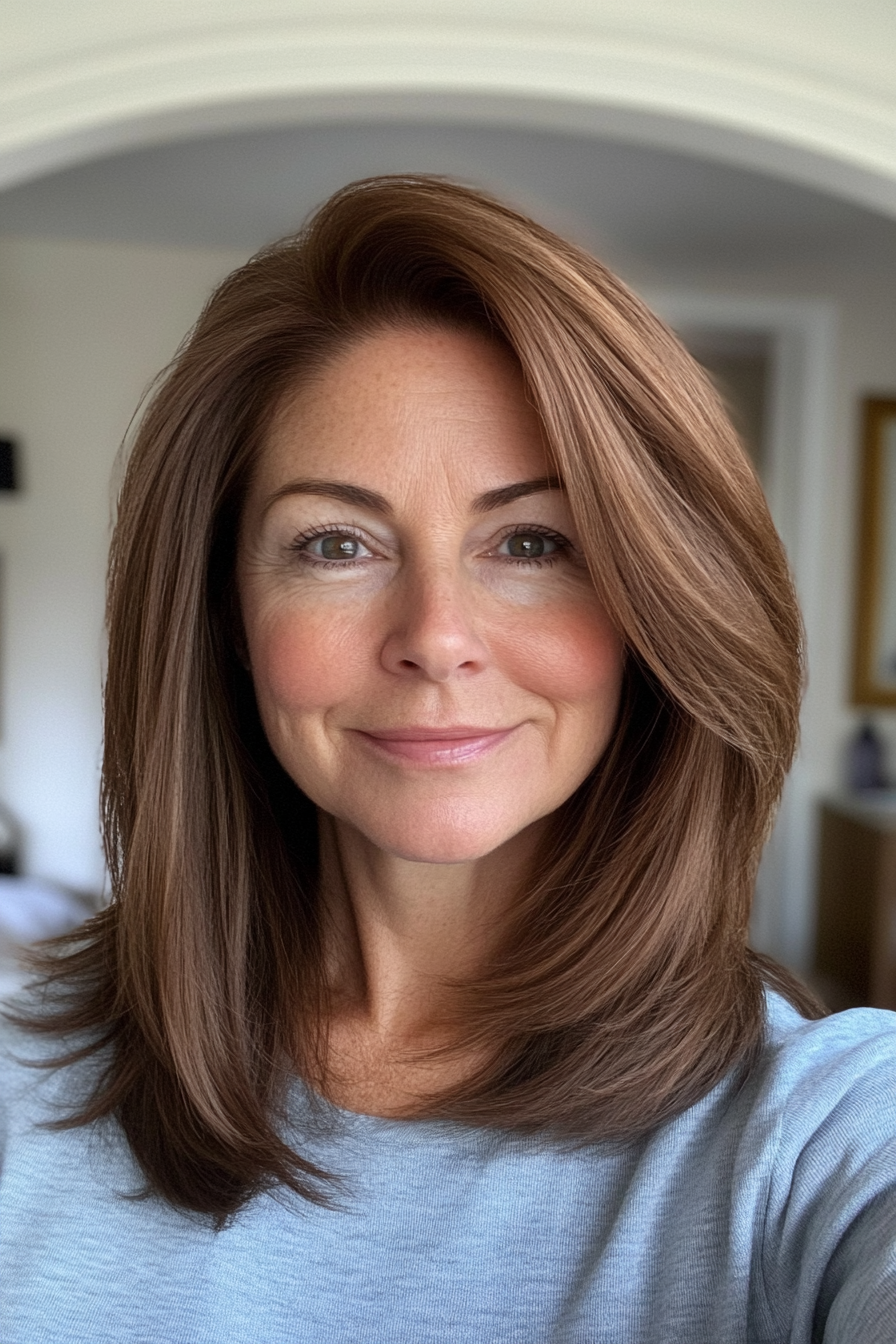 26. Tapered Shoulder-Length Cut in Hazelnut Brown (Hairstyles For Women Over 50) - Hairstyles For Women Over 50