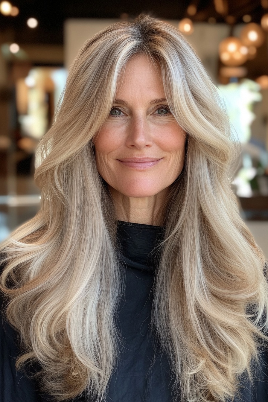 11. Long Tousled Layers in Sunlit Blonde (Long Haircuts For Women Over 50) - Long Haircuts For Women Over 50