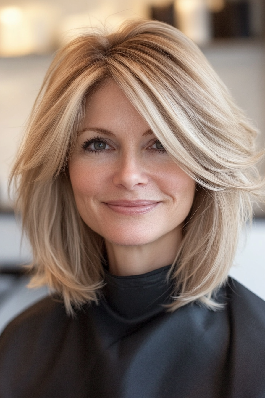 13. Medium-Length Cut with Subtle Layers in Dark Blonde (Medium Length Hairstyles For Older Women) - Medium Length Hairstyles For Older Women