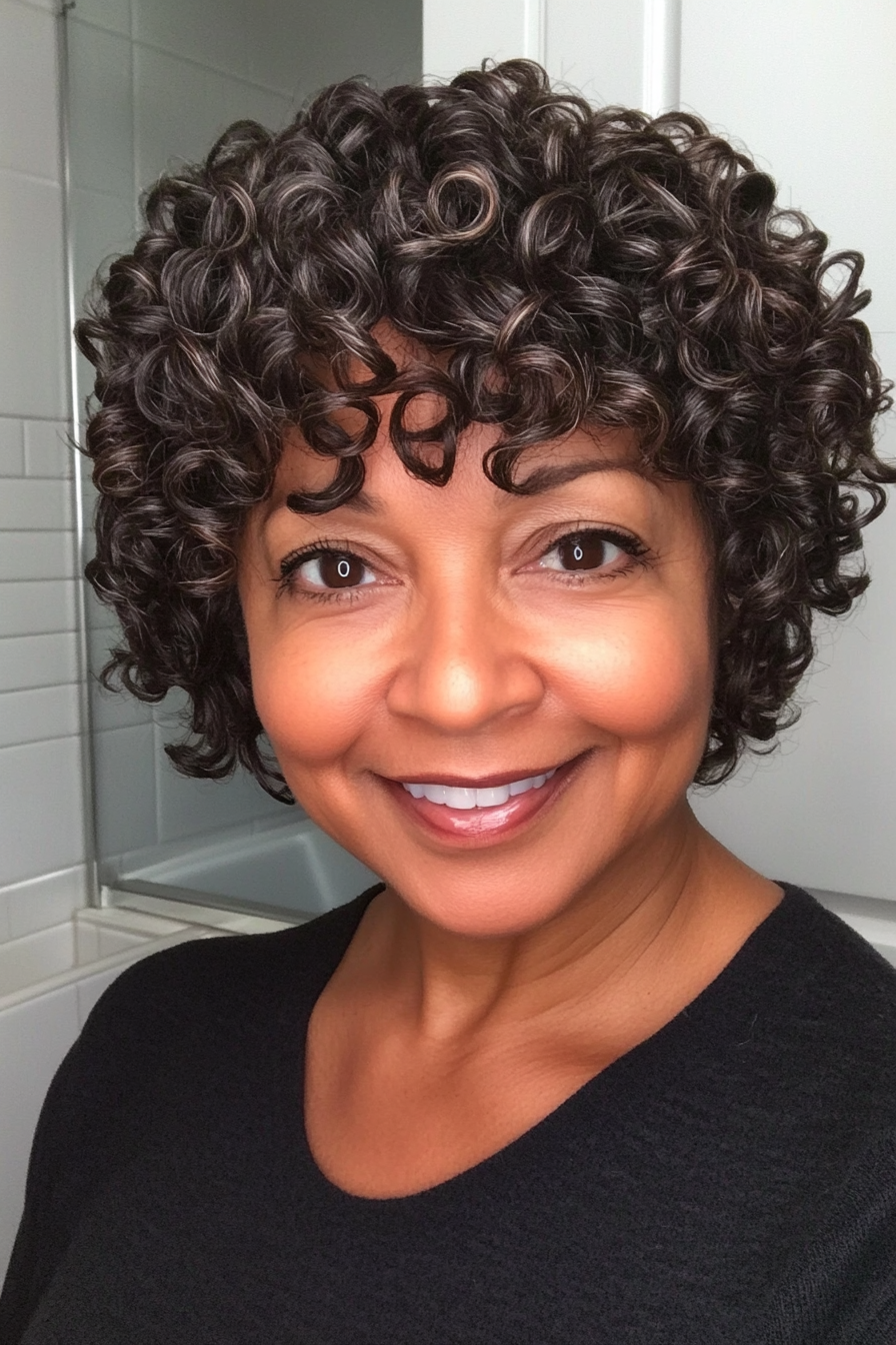 4. Rounded Curly Crop in Dark Espresso (Short Curly Hairstyles For Older Women) - Short Curly Hairstyles For Older Women