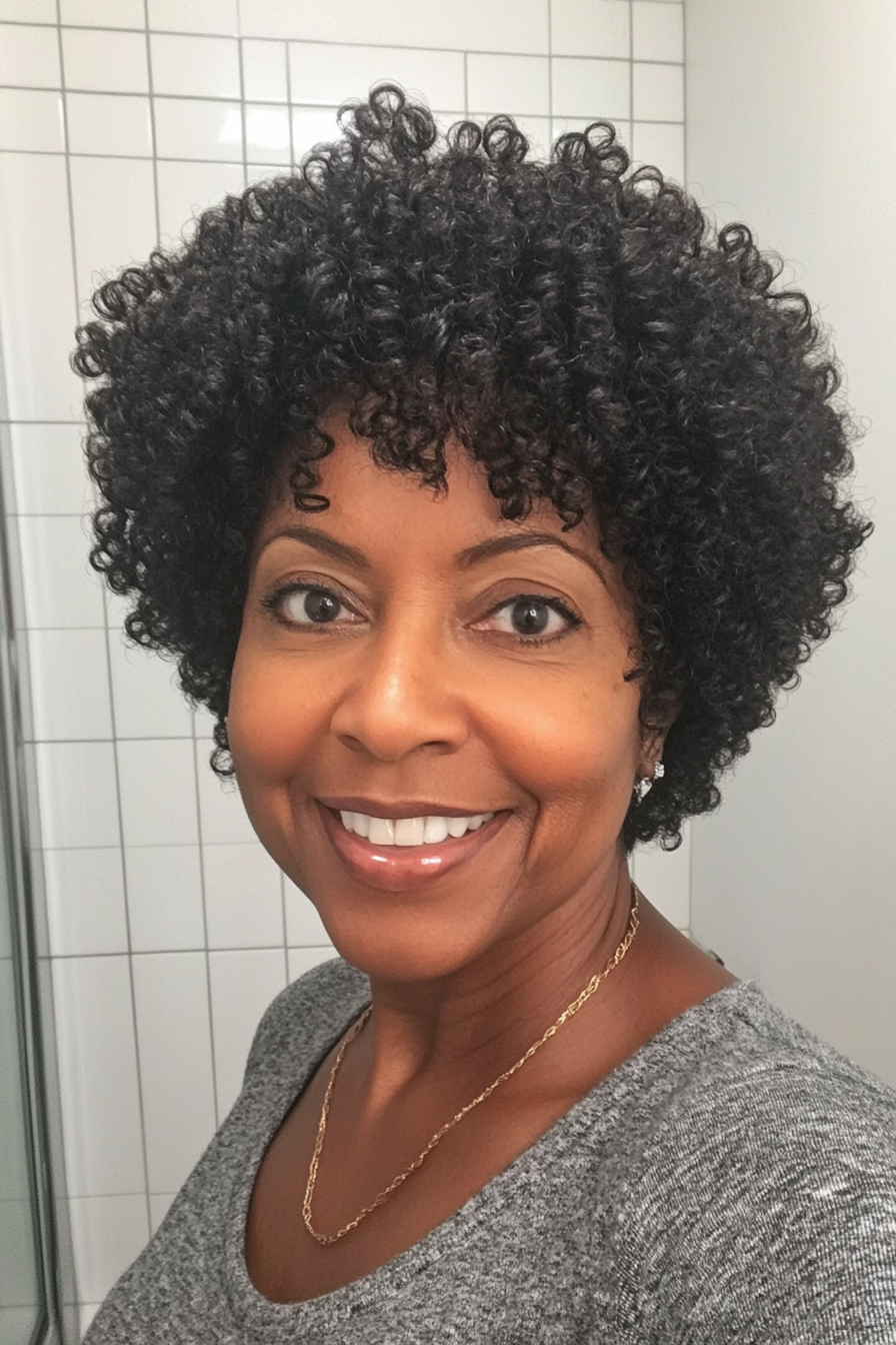22. Short Tapered Afro in Natural Black (Short Curly Hairstyles For Older Women) - Short Curly Hairstyles For Older Women