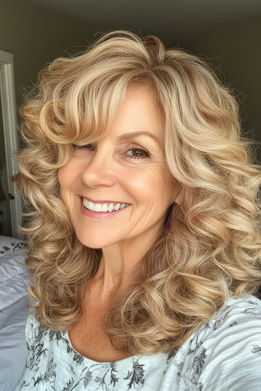 6. Soft Curls in Honey Blonde (Best Haircuts For Women Over 60) - Best Haircuts For Women Over 60