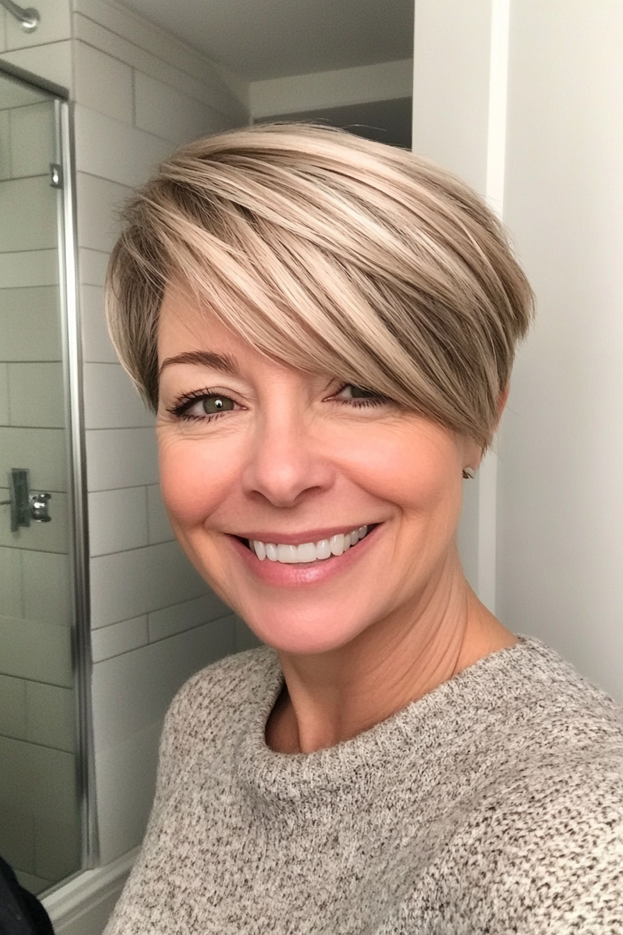 11. Side-Swept Pixie in Sandy Blonde (Best Haircuts For Women Over 60) - Best Haircuts For Women Over 60