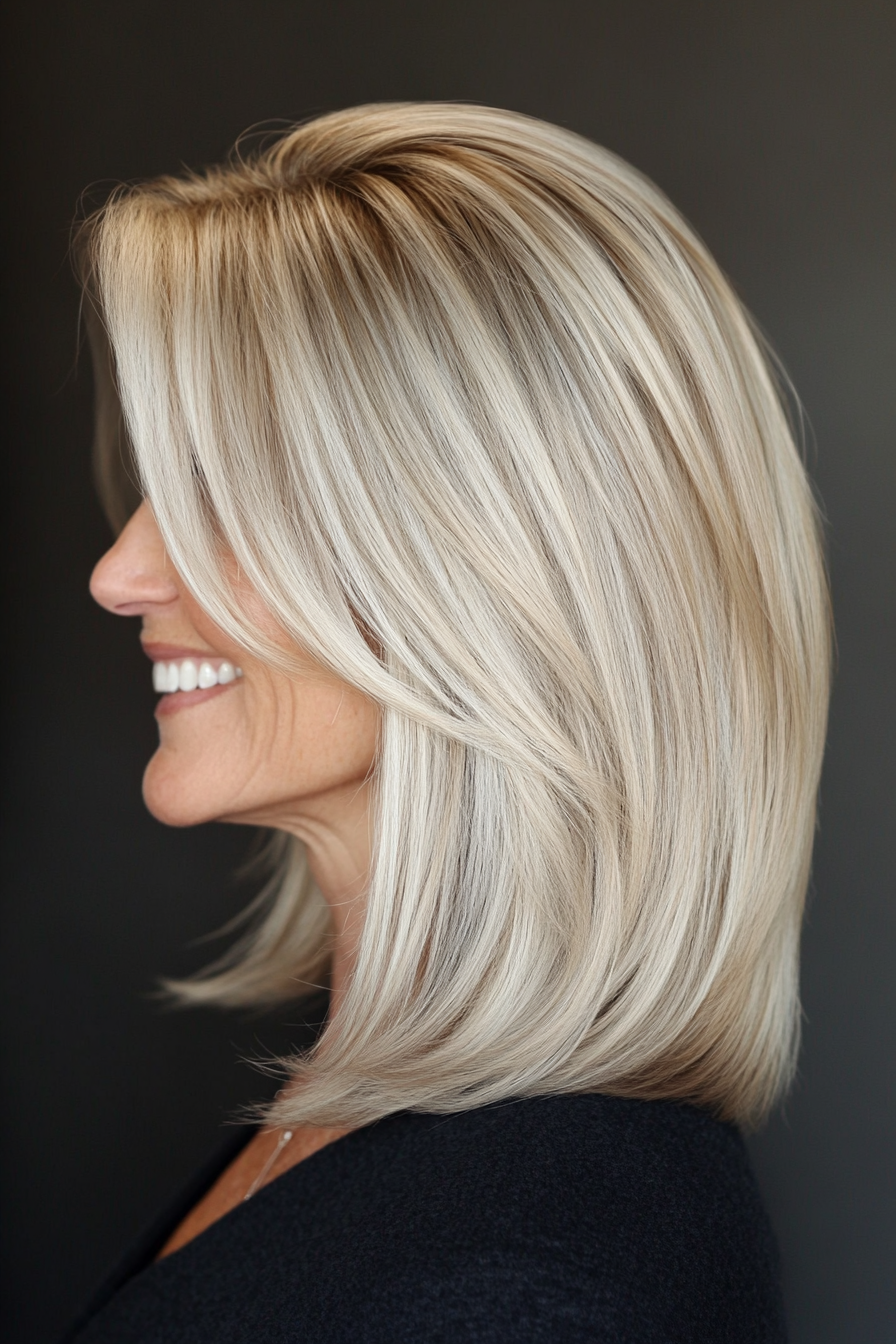 15. Sleek Shoulder-Length Cut in Light Ash Blonde (Best Haircuts For Women Over 60) - Best Haircuts For Women Over 60