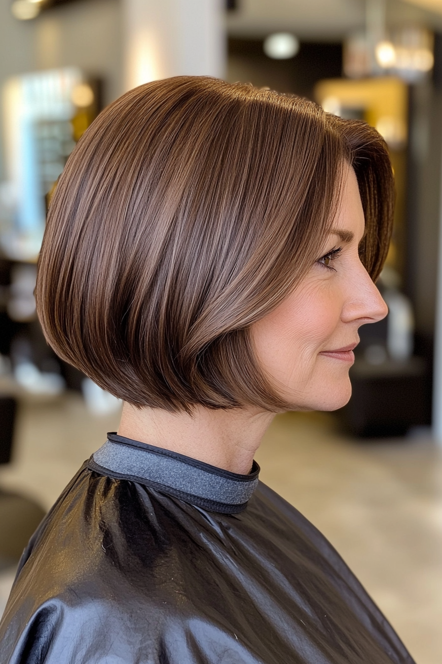 21. Modern Pageboy in Soft Walnut Brown (Best Haircuts For Women Over 60) - Best Haircuts For Women Over 60