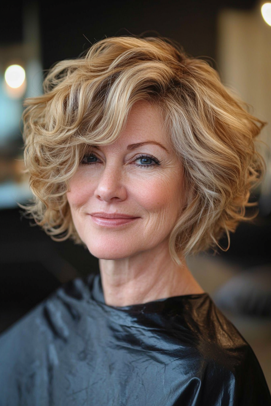5. Golden Blonde Wispy Shag (Curly Bob Hairstyles For Over 50) - Curly Bob Hairstyles For Over 50