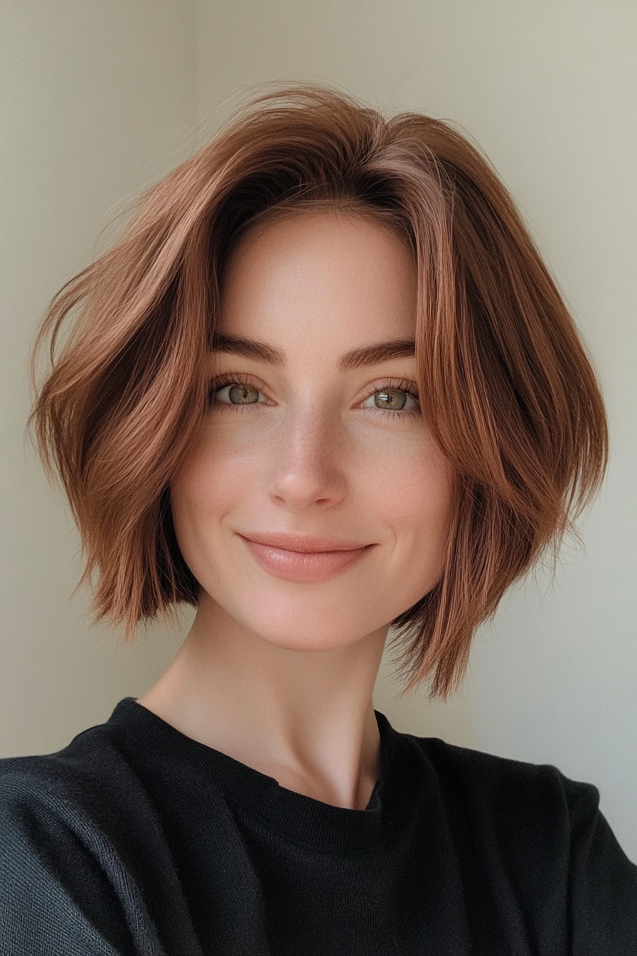1. Soft Textured Bob in Chestnut Brown (Short Hairstyles With Layers) - Short Hairstyles With Layers