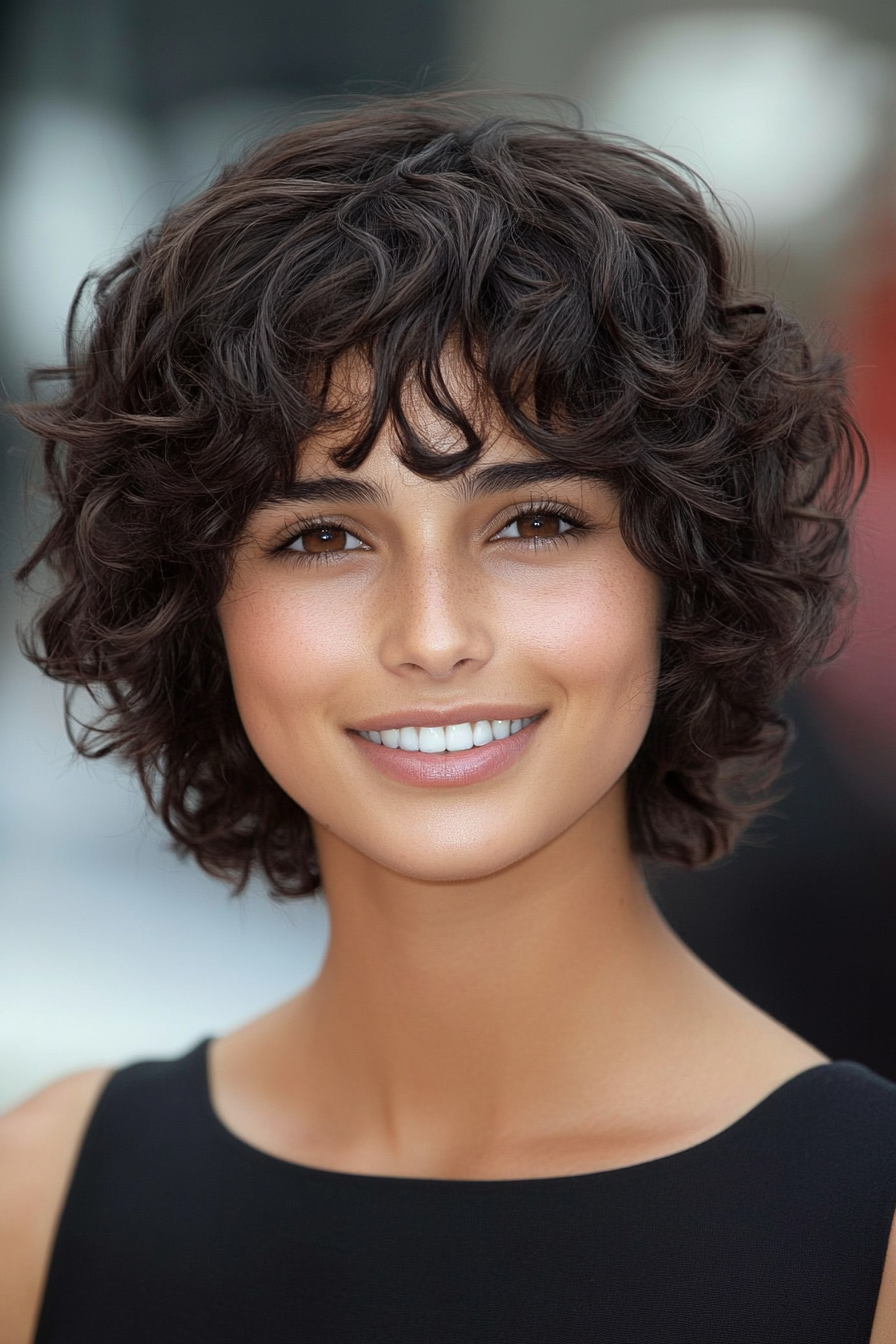 5. Curly Layered Crop in Dark Cocoa (Short Hairstyles With Layers) - Short Hairstyles With Layers
