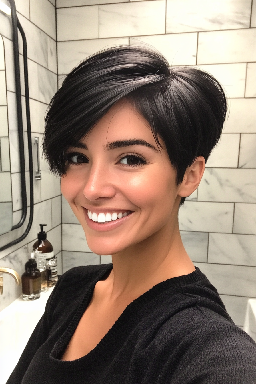 18. Short Tapered Cut in Natural Black (Short Hairstyles With Layers) - Short Hairstyles With Layers