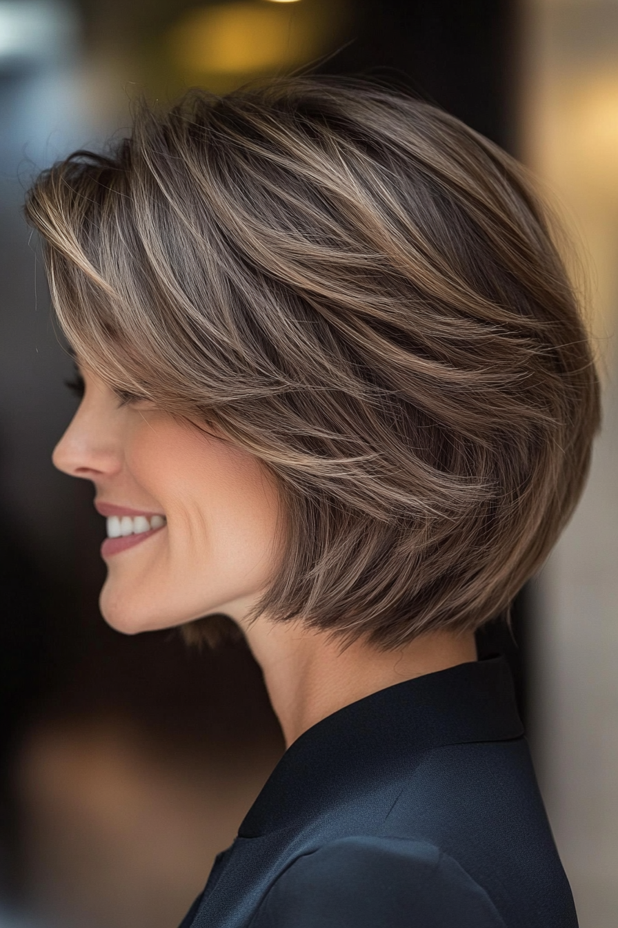 23. Stacked Layered Bob in Medium Ash Brown (Short Hairstyles With Layers) - Short Hairstyles With Layers