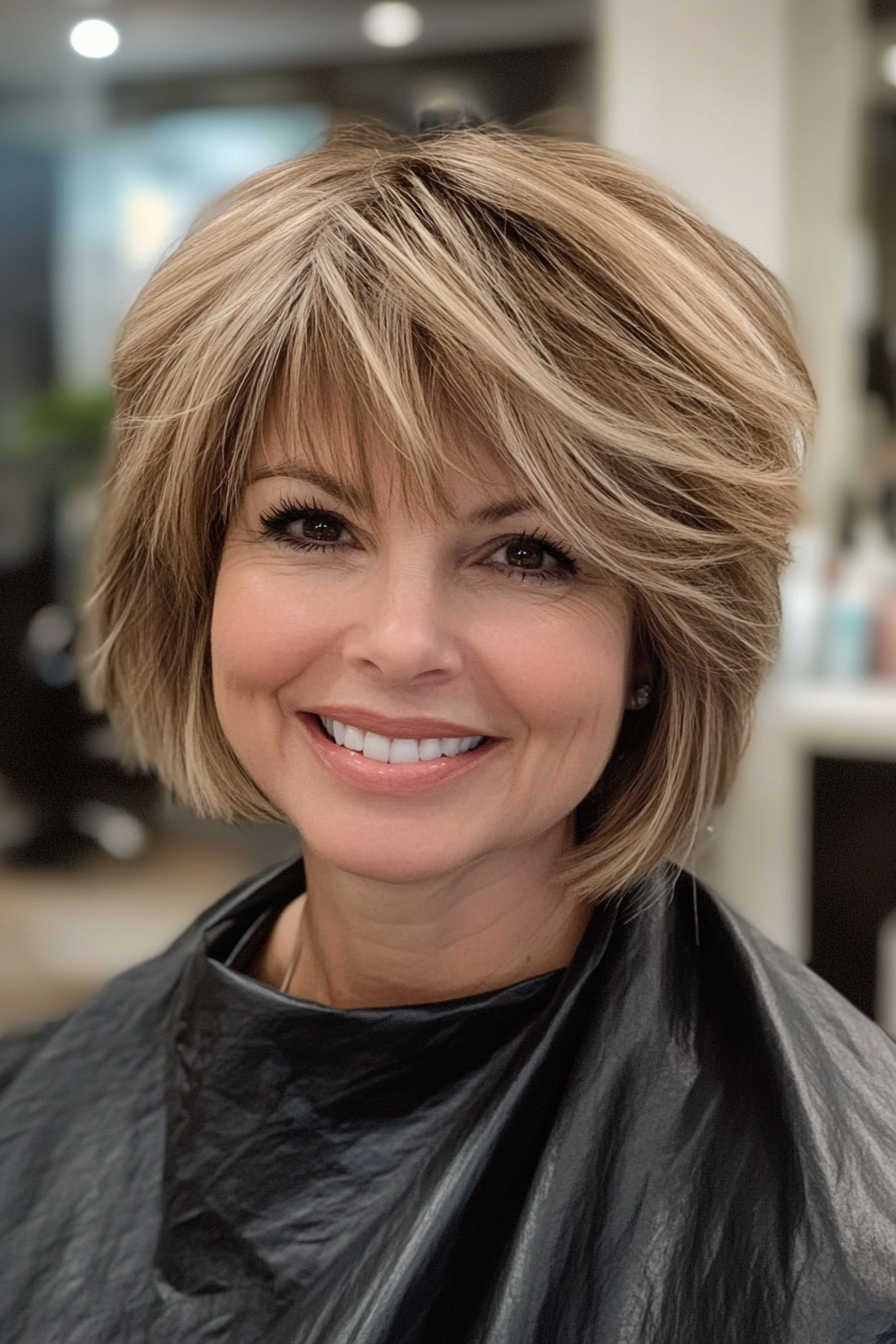 24. Short Shag with Bangs in Golden Blonde (Short Hairstyles With Layers) - Short Hairstyles With Layers
