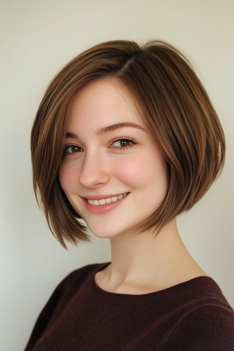 26. Ear-Length Blunt Bob with Soft Layers in Classic Brown (Short Hairstyles With Layers) - Short Hairstyles With Layers