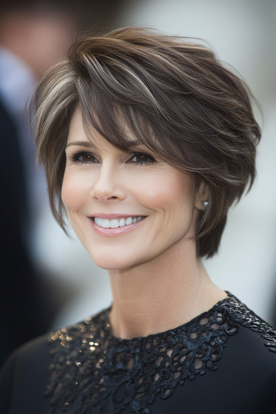 6. Pixie with Wispy Layers in Dark Espresso (Layered Haircuts For Older Women) - Layered Haircuts For Older Women