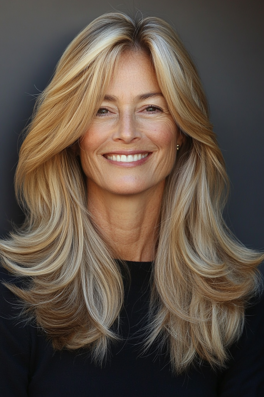 9. Face-Framing Layers in Golden Blonde (Layered Haircuts For Older Women) - Layered Haircuts For Older Women