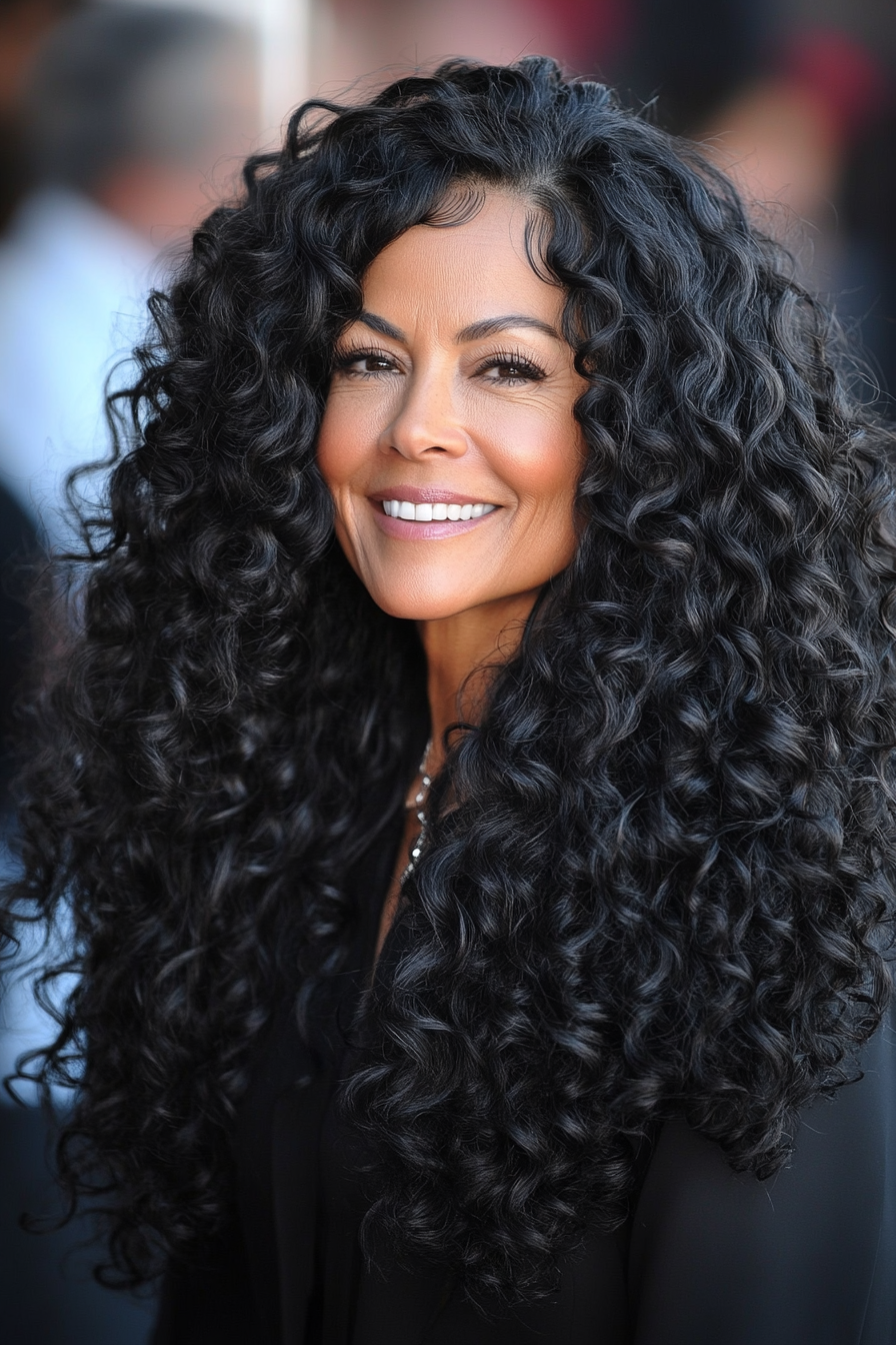 21. Curly Tapered Layers in Rich Ebony (Layered Haircuts For Older Women) - Layered Haircuts For Older Women