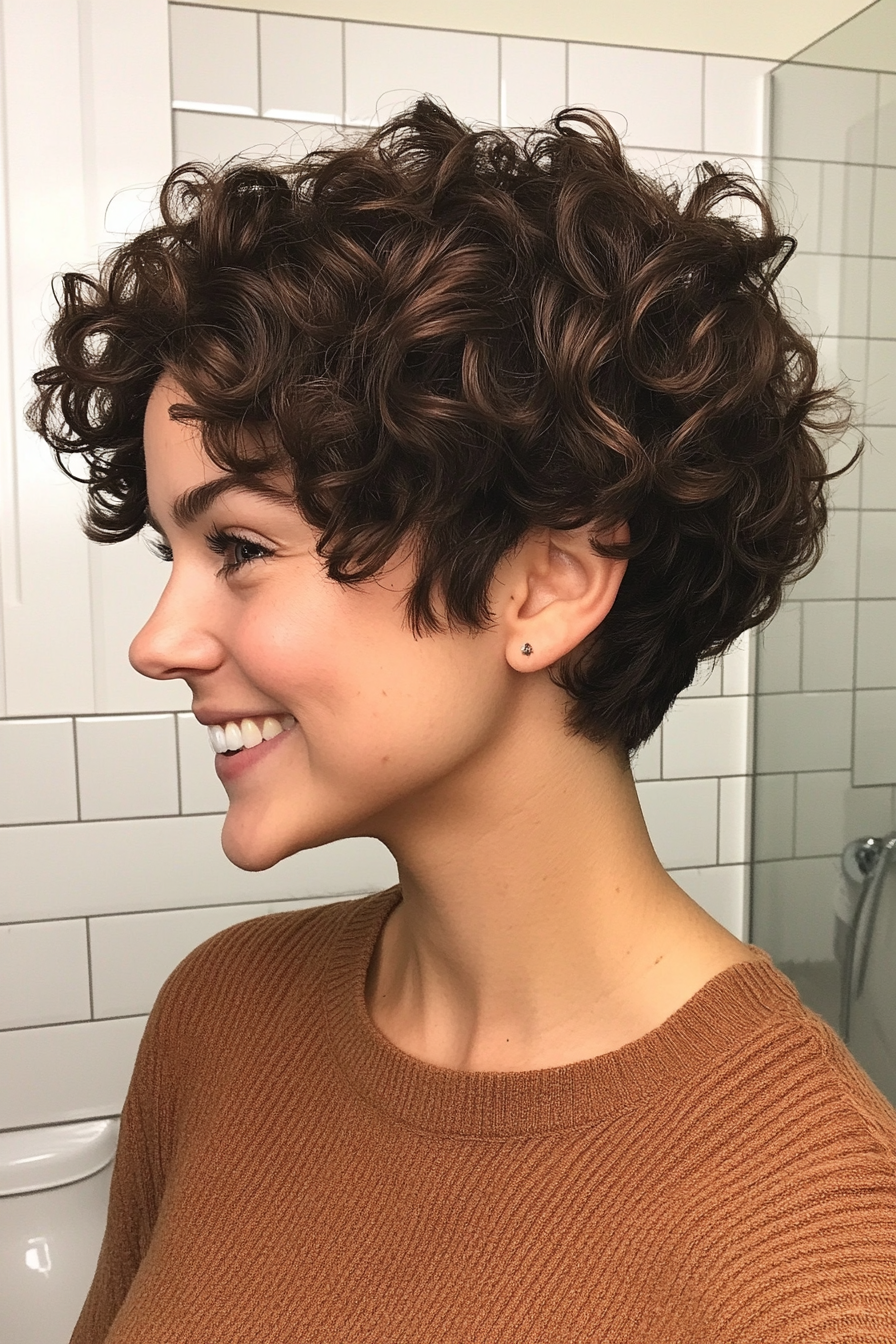 5. Curly Mocha Pixie (Short Pixie Haircuts) - Short Pixie Haircuts