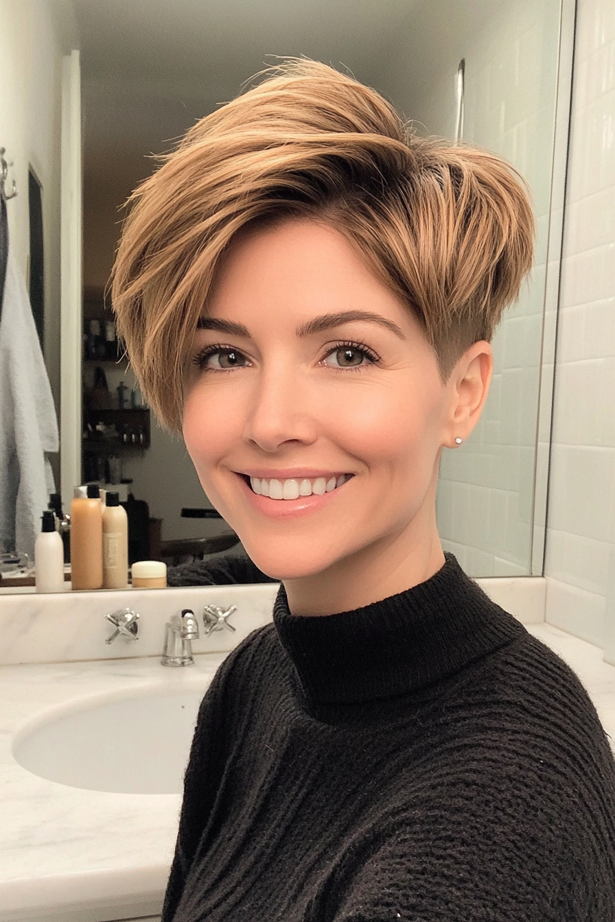9. Warm Honey Layered Pixie (Short Pixie Haircuts) - Short Pixie Haircuts