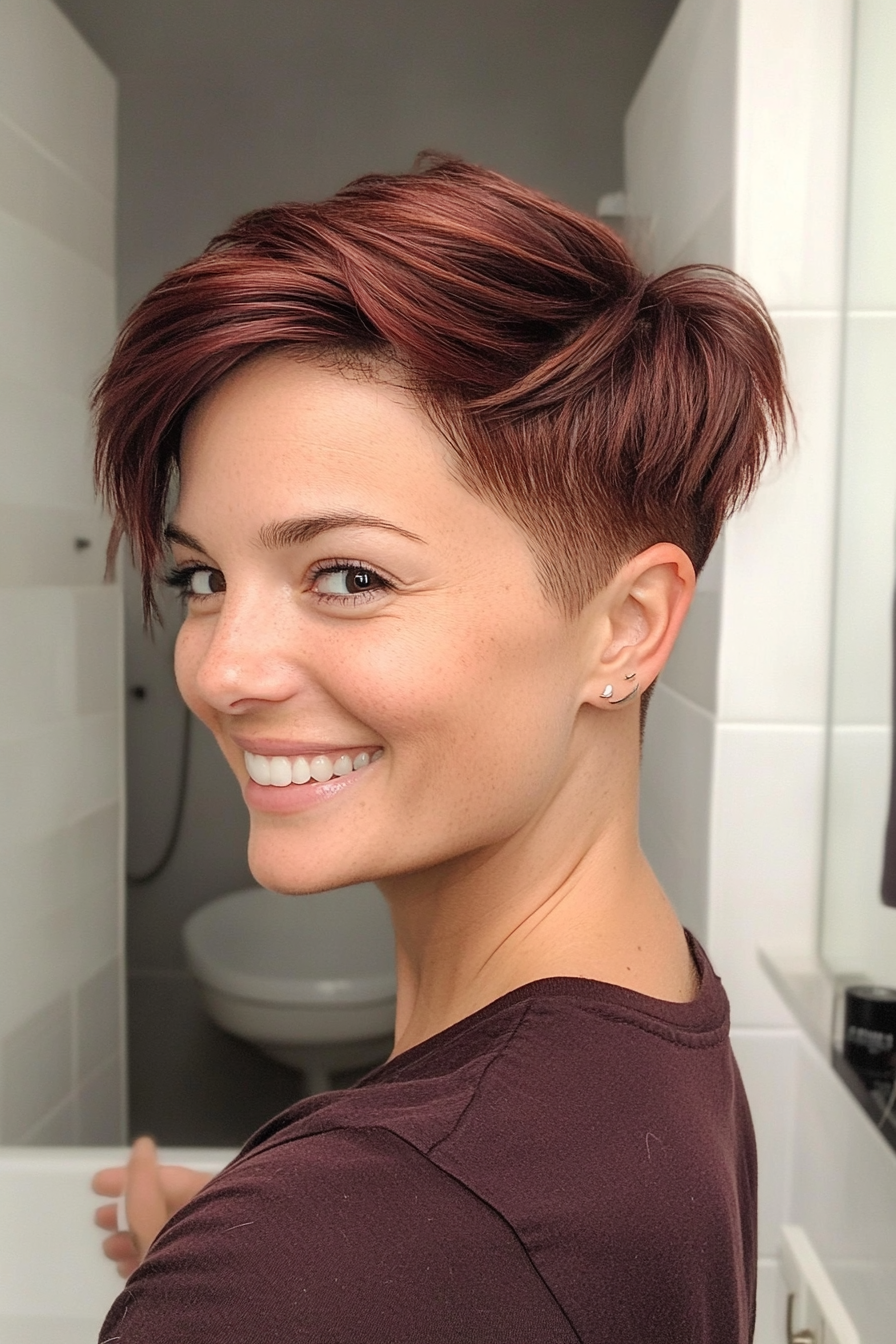 10. Mahogany Undercut Pixie (Short Pixie Haircuts) - Short Pixie Haircuts