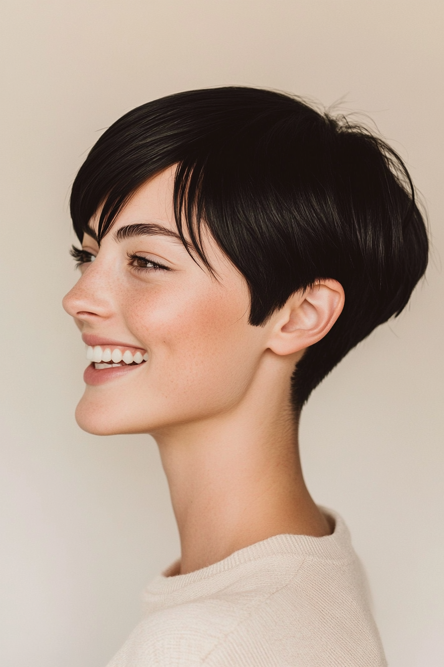 16. Jet Black Sleek Crop (Short Pixie Haircuts) - Short Pixie Haircuts