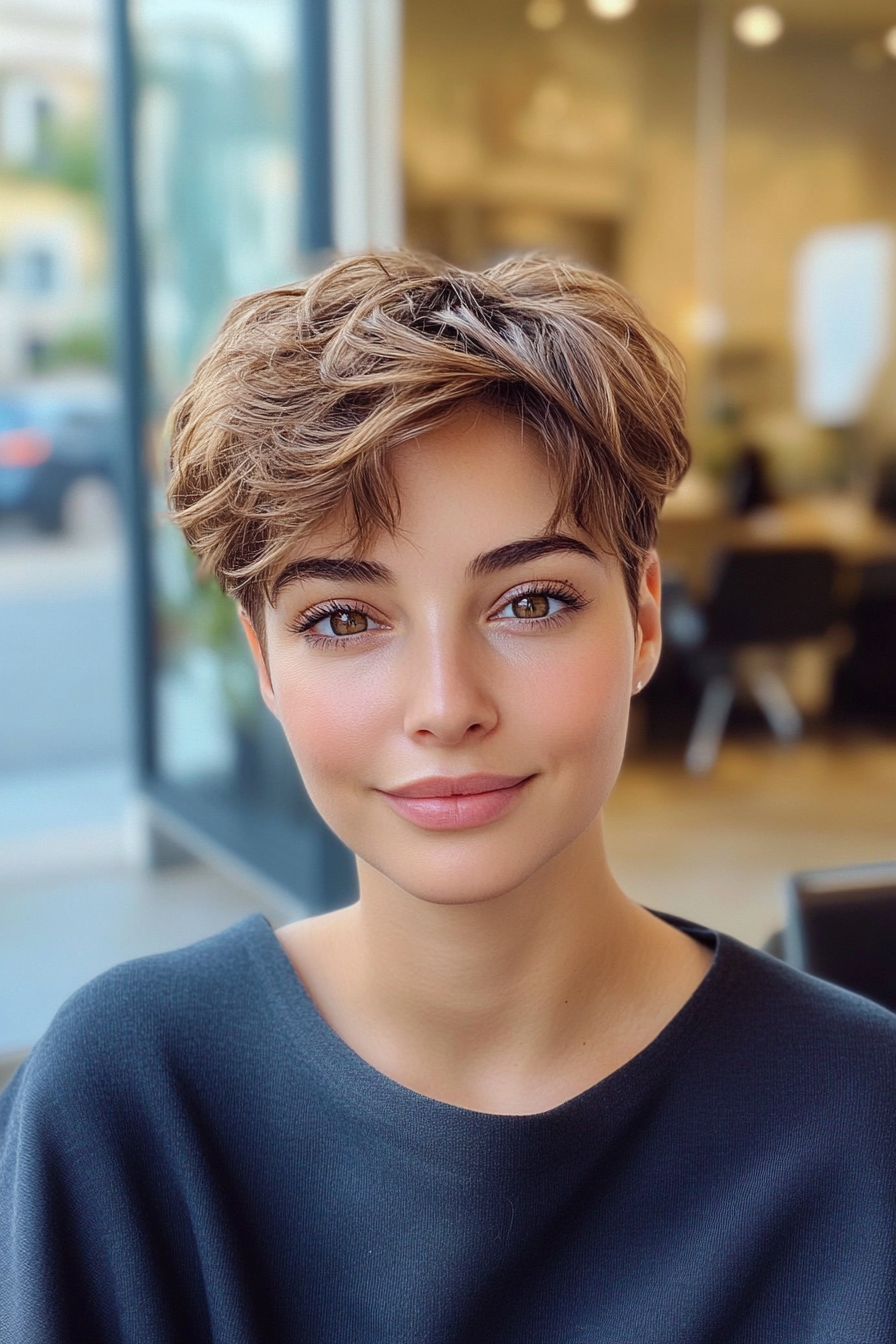 17. Honey Brown Tousled Crop (Short Pixie Haircuts) - Short Pixie Haircuts