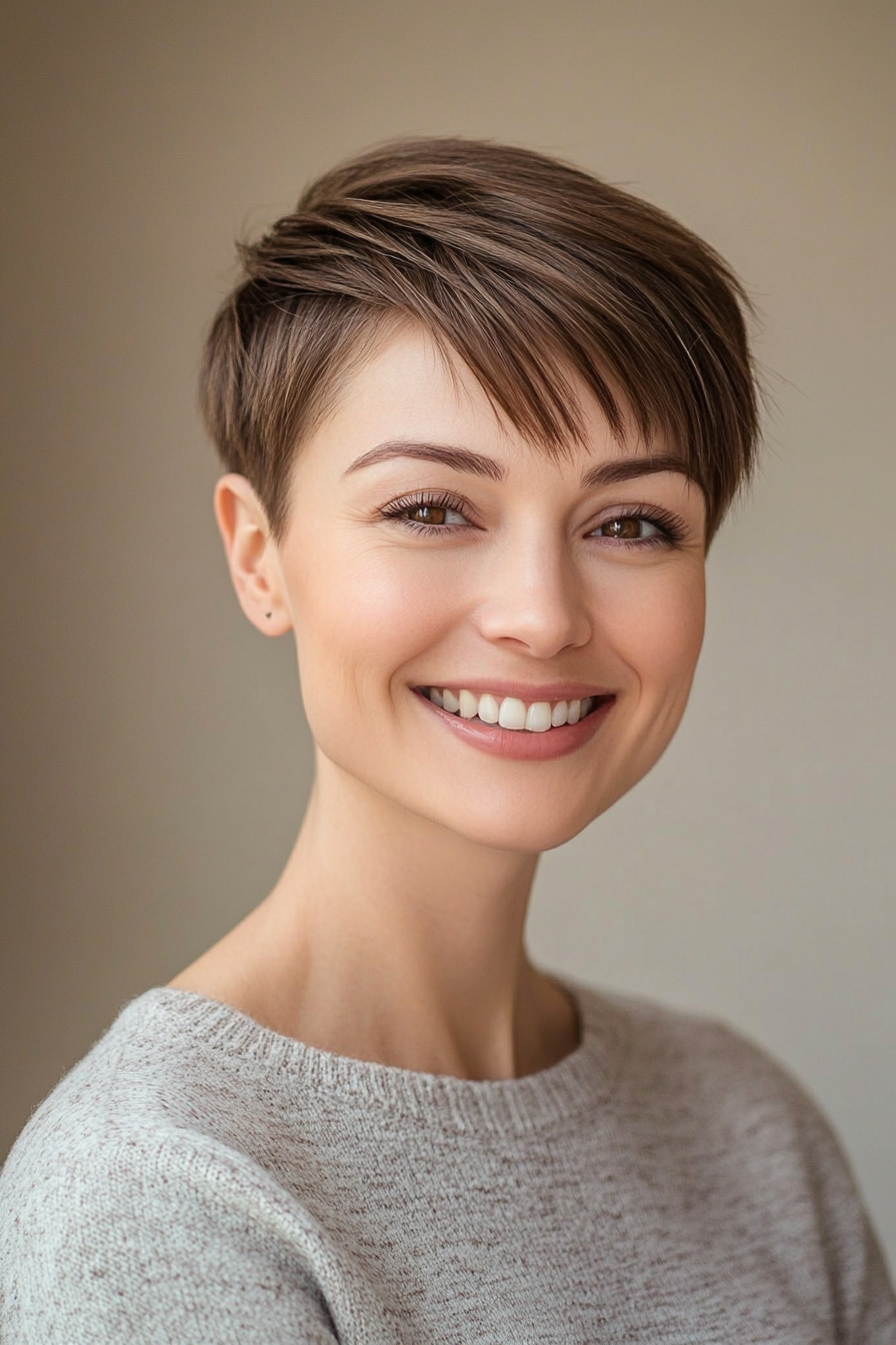 19. Ash Brown Classic Pixie (Short Pixie Haircuts) - Short Pixie Haircuts