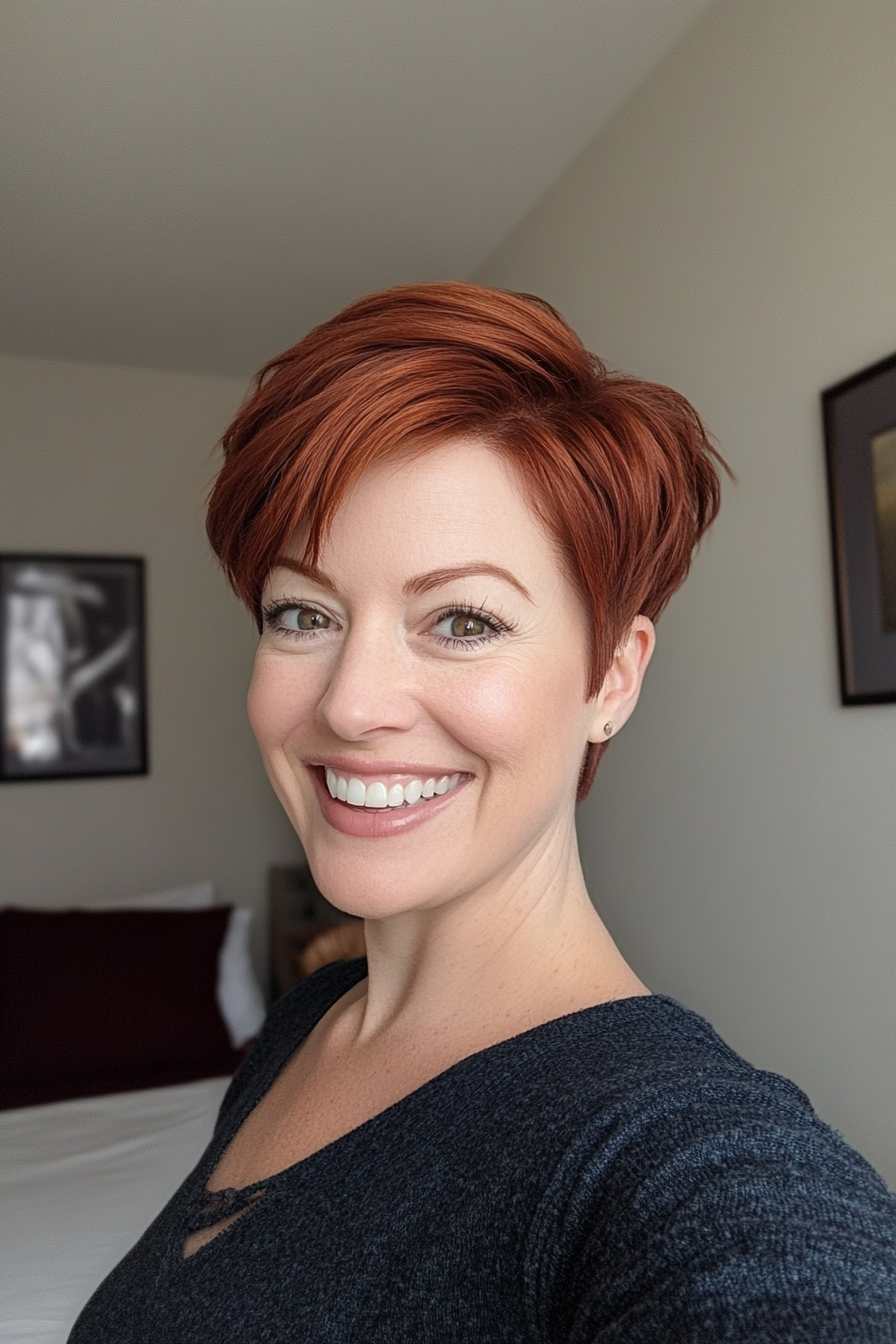 20. Deep Auburn Tapered Pixie (Short Pixie Haircuts) - Short Pixie Haircuts