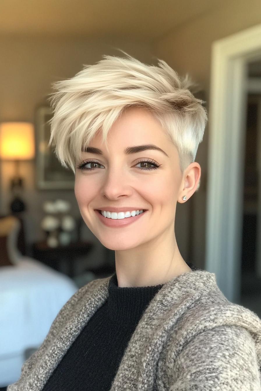 22. Icy Blonde Edgy Pixie (Short Pixie Haircuts) - Short Pixie Haircuts