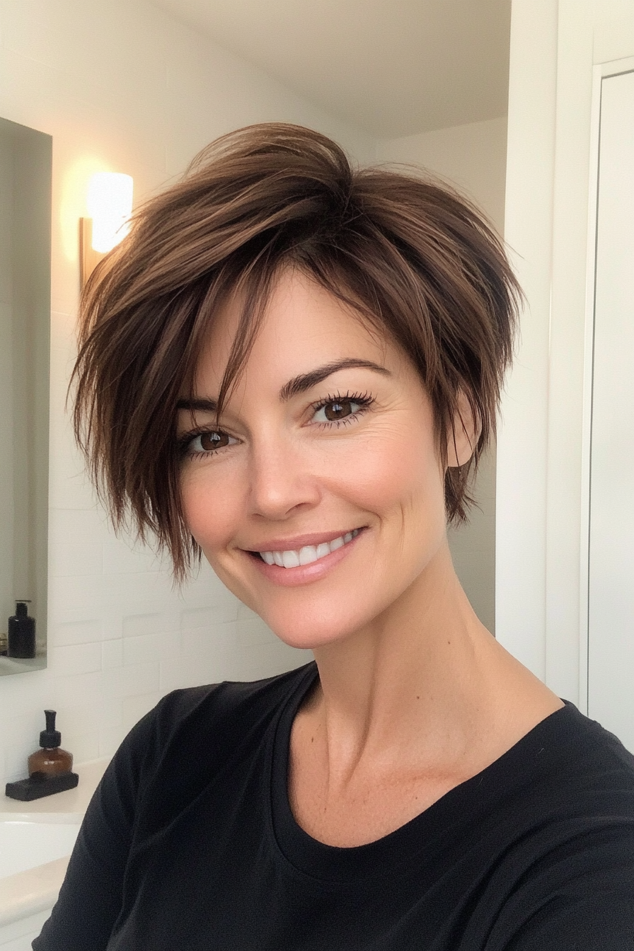 25. Sun-Kissed Brown Grown-Out Pixie (Short Pixie Haircuts) - Short Pixie Haircuts