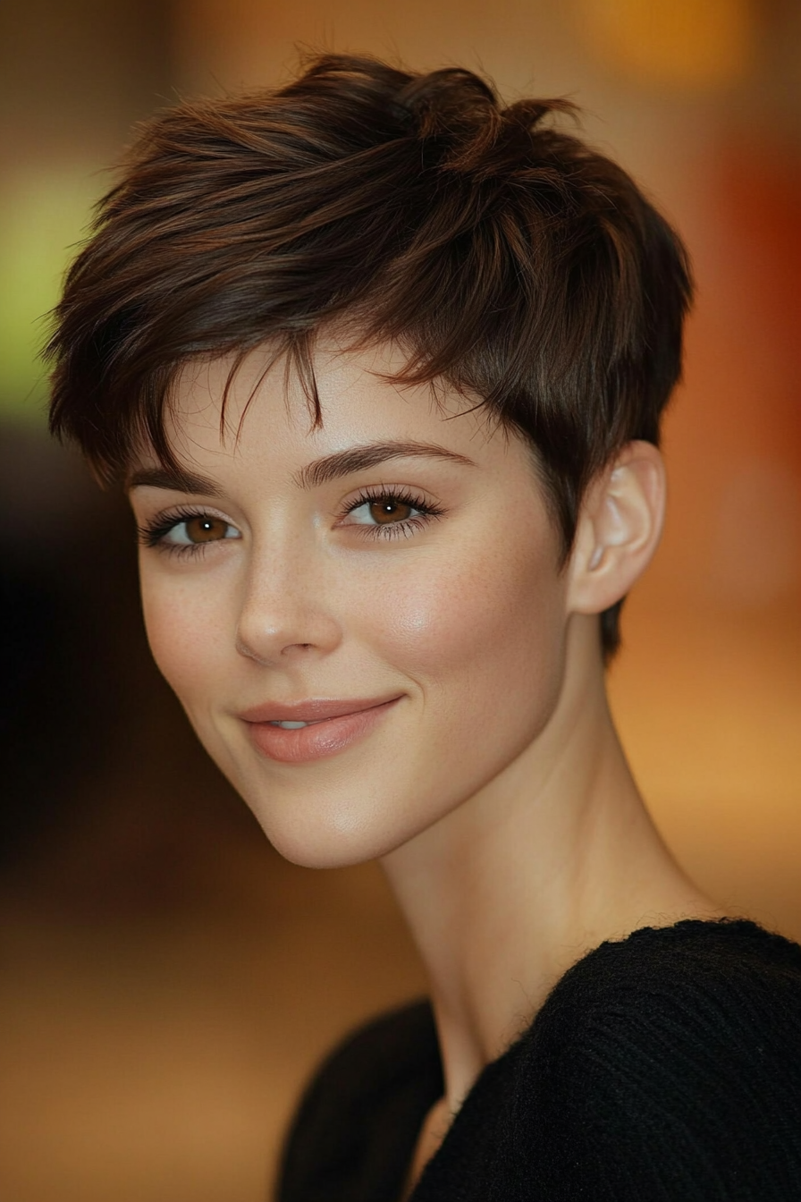 27. Warm Cocoa Soft Pixie Cut (Short Pixie Haircuts) - Short Pixie Haircuts