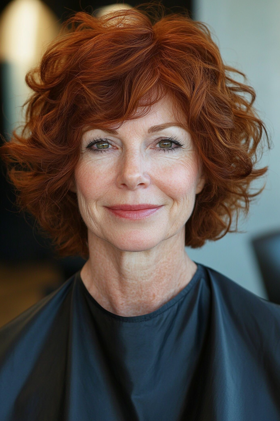 13. Curly Auburn Shag (Shag Haircuts For Older Women) - Shag Haircuts For Older Women